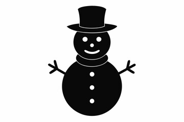 
Christmas snowman silhouette, Christmas black snowman icon vector
