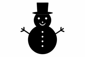 
Christmas snowman silhouette, Christmas black snowman icon vector
