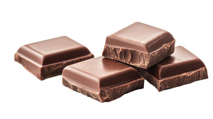 Delicious Cocoa Chocolate Squares on Isolated Background