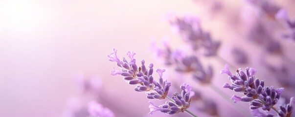 Close-up of Lavender Blossoms with Soft Pink Background