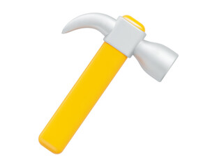 3d yellow hammer icon. Service, repair, icon concept. Stock vector illustration on isolated background.