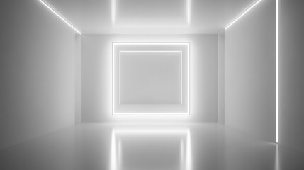 Modern Minimalist Room with Neon Lights