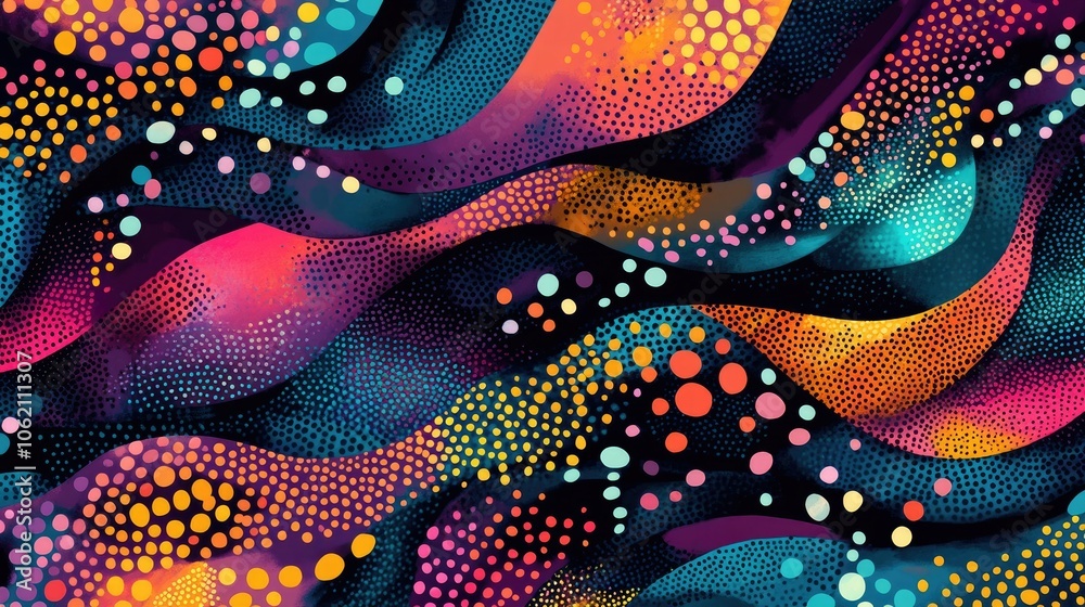 Aufkleber Colorful dots with soft gradient lines, adding an artistic, abstract effect to the pattern