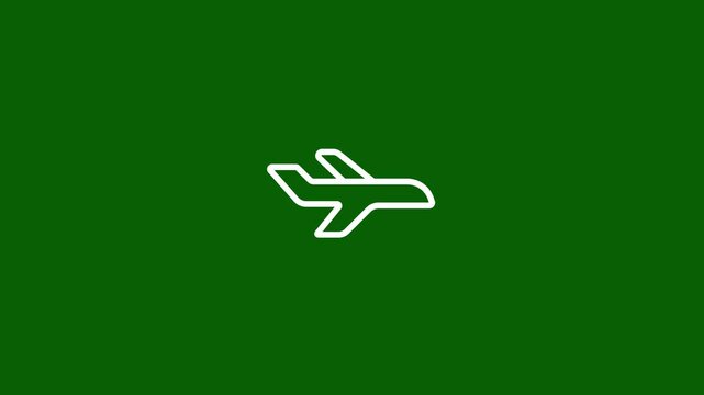 Simple plane icon flay icon animation concept,simple flat plane animation on green background