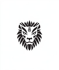 Geometric Lion Head Illustration - Black and White Abstract Animal Design