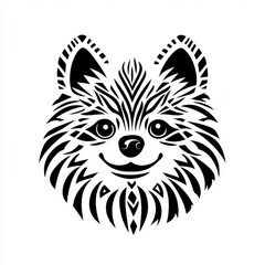 Fototapeta premium Black and White Dog Portrait Illustration - Cute Pet Design