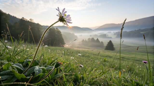 Soft Morning Light Illuminates a Delicate Ananke Flower Standing Upright in a Serene Garden Scene
