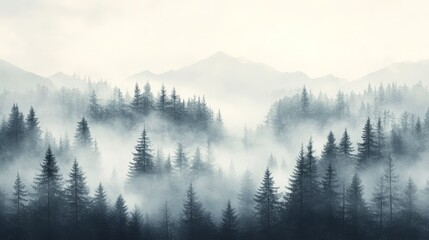 Obraz premium Serene Misty Landscape in Neutral Tones