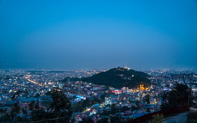 night view of Kathmandu city during Tihar festival in Nepal.