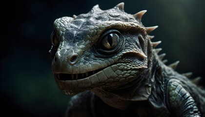 A Captivating and Haunting Surreal Image Featuring a Reptilian Creature Disguised as a Human, Perfect for Content on Myths, Legends, and Unexplained Phenomena