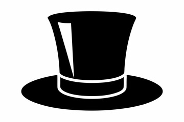 Top hat vector icon, Top hat silhouette, Classic retro top hat vector illustration