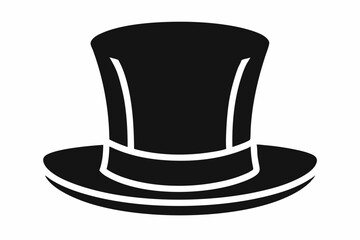 Top hat vector icon, Top hat silhouette, Classic retro top hat vector illustration