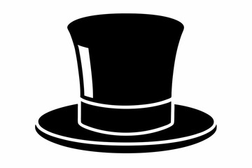 Top hat vector icon, Top hat silhouette, Classic retro top hat vector illustration