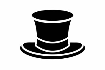 Top hat vector icon, Top hat silhouette, Classic retro top hat vector illustration