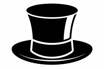 Top hat vector icon, Top hat silhouette, Classic retro top hat vector illustration