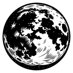 Full Moon on White Background