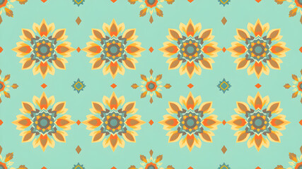 Ethnic floral seamless pattern. Abstract kaleidoscope fabric design texture