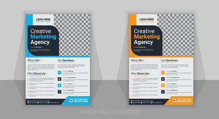 a4 flyer template of 2 templates in different colors, modern business flyer template, creative design, IT company flyer and editable vector template design
