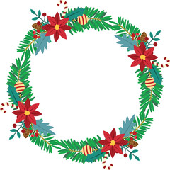 Christmas wreaths arranged in a circle for decorating Christmas cards, greetings, etc.