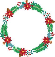 Christmas wreaths arranged in a circle for decorating Christmas cards, greetings, etc.