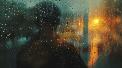 Viewing rain through a window.