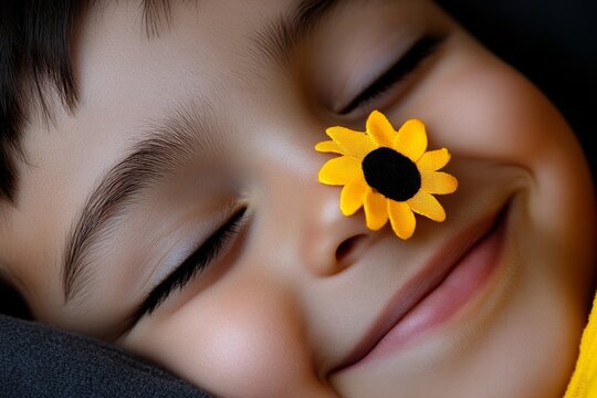 Shy smile on a person&acirc;&euro;&trade;s face as they receive a compliment, capturing the soft and tender side of having feelings for someone, symbolizing happiness and bashfulness