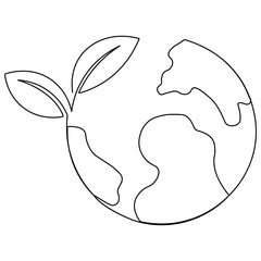 Ecology  single line art, continuous one line drawing of  Isolated outline vector icon