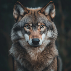 Fototapeta premium Majestic Close-up Illustration of a Wolf with Grey Eyes