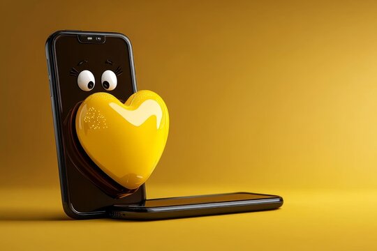 Text message on a phone with heart emojis and nervous expressions, capturing the thrill and anxiety of texting a crush, symbolizing modern romance and anticipation