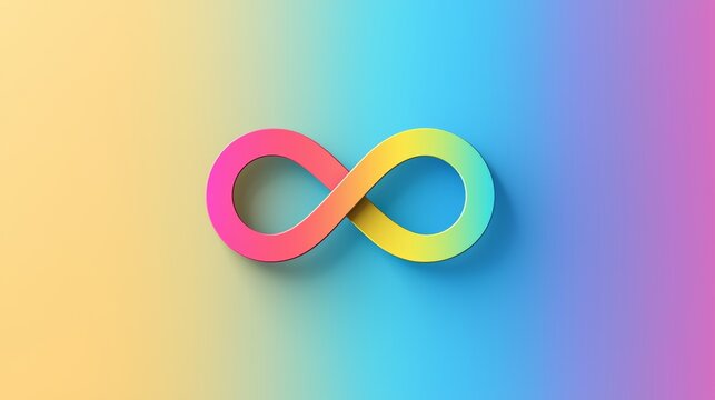 Rainbow-colored infinity symbol, representing infinite possibilities through, Vector illustration.