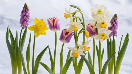 Obraz premium spring flowers in the flower bed.