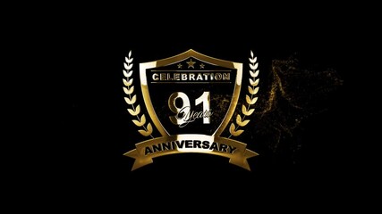 Celebrate 91th Happy Anniversary, Happy 91th Anniversary, Luxury 91 Years Happy Anniversary Motion Graphics Video, Royal Happy Anniversary Logo Animation, 91th Happy Marriage Anniversary Text Effects 