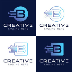 Artificial intelligence with letter B network technology Analysis logo vector design concept. AI technology logotype symbol for advance technology, tech company, online network, new tech, identity