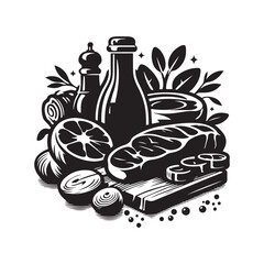 Meat Food Silhouette Vector Illustration | Perfect for BBQ & Culinary Designs