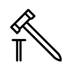 Icon of a hammer with nails, ideal for construction and home improvement themes.