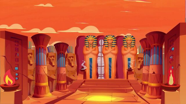 the Ruins of an Egyptian Temple Egypt Environment vector Animation 4K