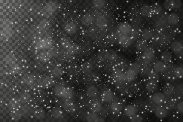 White dust light. Bokeh light glow lights background effect. Christmas background of sparkling dust Christmas glowing light bokeh light confetti lights and glitter texture overlay for your design.