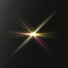 Sunlight, abstract special effect. Light effect set. Glowing isolated color transparent light effect set, lens flash, explosion, glitter, glitter, glitter, dust, line, solar flare, glitter and stars