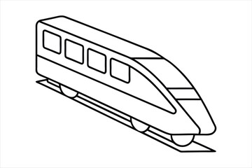 A train line art vector illustration for coloring page on white background.