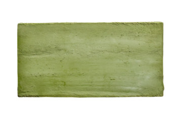 A textured green paint block with slightly rough edges isolated on white background