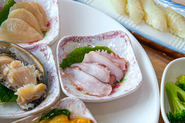 Korean Seafood Food. Boiled Octopus Sashimi