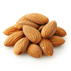 Fototapeta premium A close-up view of raw almonds stacked neatly on a white surface