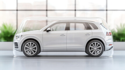 car protected by transparent barrier, symbolizing safety and security