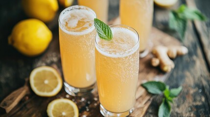 A sparkling drink featuring fermented barley and a hint of ginger, offering a refreshing and naturally carbonated beverage that celebrates the ancient grain's historical roots and health benefits
