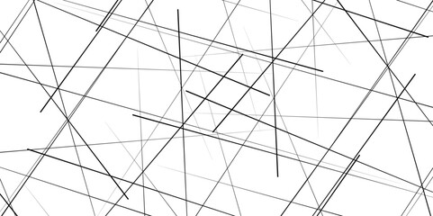 Random chaotic lines. Abstract geometric pattern. Outline monochrome texture. Abstract white background with random black lines