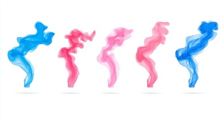 Fog or smoke set. Cartoon flat gradient. Comic design isolated on white.