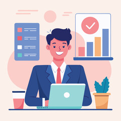 vector show a realistic single british business person