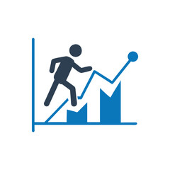 Person climbing up a graph icon