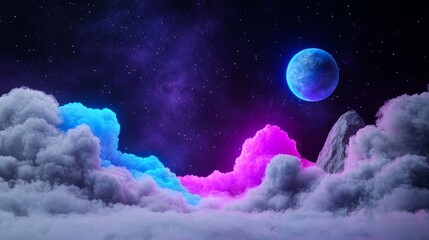 Obraz premium Future space scene with purple planet, space, futuristic, surreal, purple planet, stars