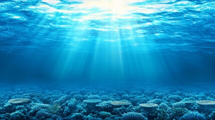 Obraz premium Background of sunbeams and sea deep.
